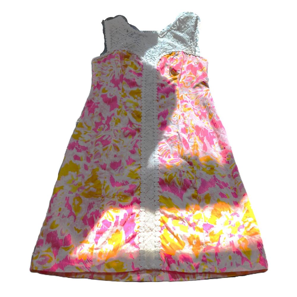 Lilly Pulitzer Crocheted Yoke Sweetheart Sleeveless Shift Dress 00 - Picture 8 of 8